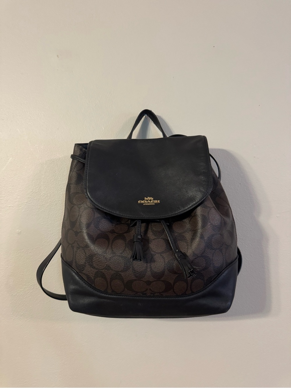 Coach Elle Signature Canvas Backpack in Brown & Black - Picture 1 of 5
